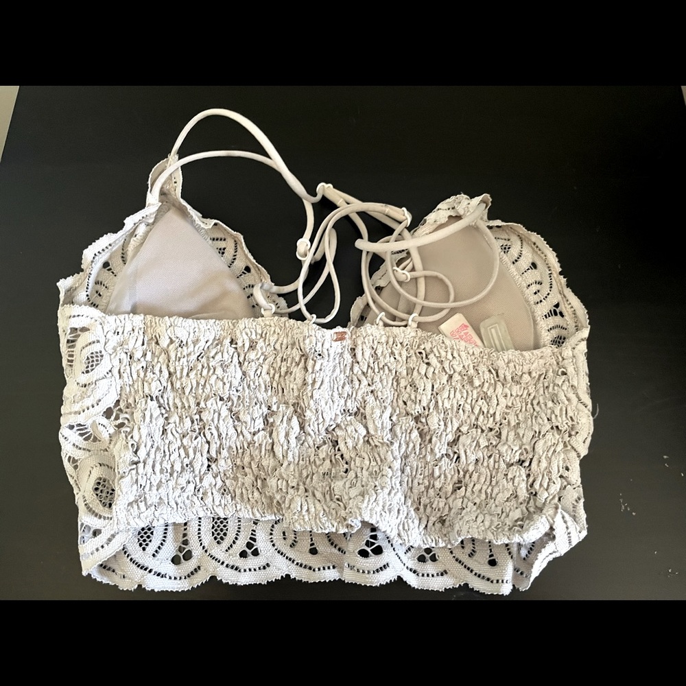 White PINK lace bralet